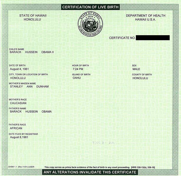 Barack Obama Birth Certificate